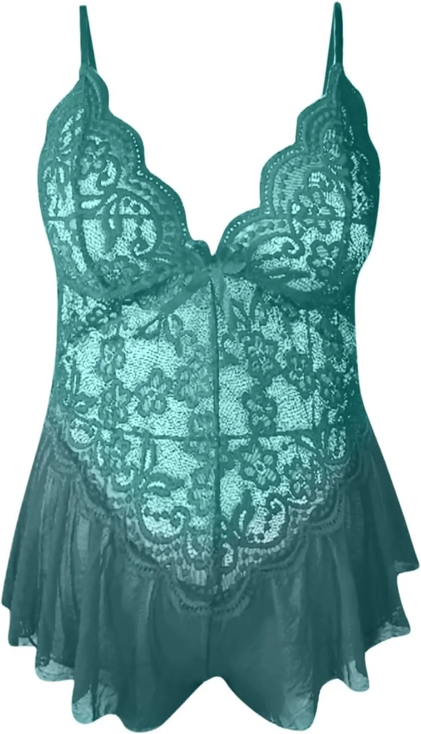 Plus Size Lace Jumpsuit Underwear Deep V Pajamas Kimono Lace Robes for Women