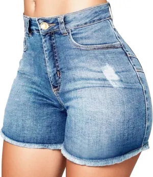 Ripped Jean Shorts for Women High Waisted Stretchy Plus Size Denim Distressed Jeans Sports Ripped Shorts