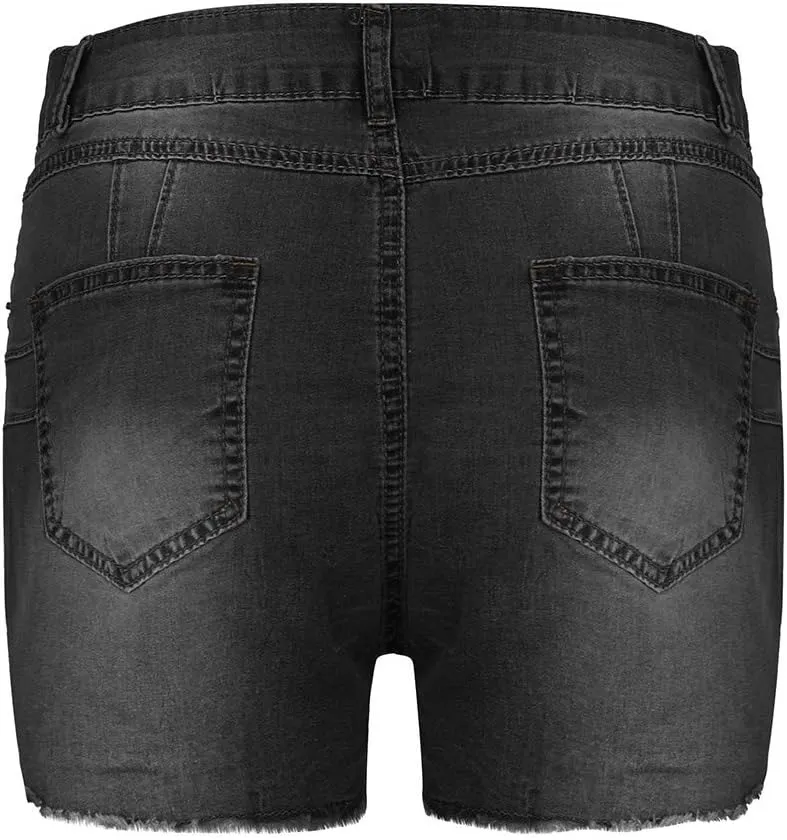 Ripped Jean Shorts for Women High Waisted Stretchy Plus Size Denim Distressed Jeans Sports Ripped Shorts