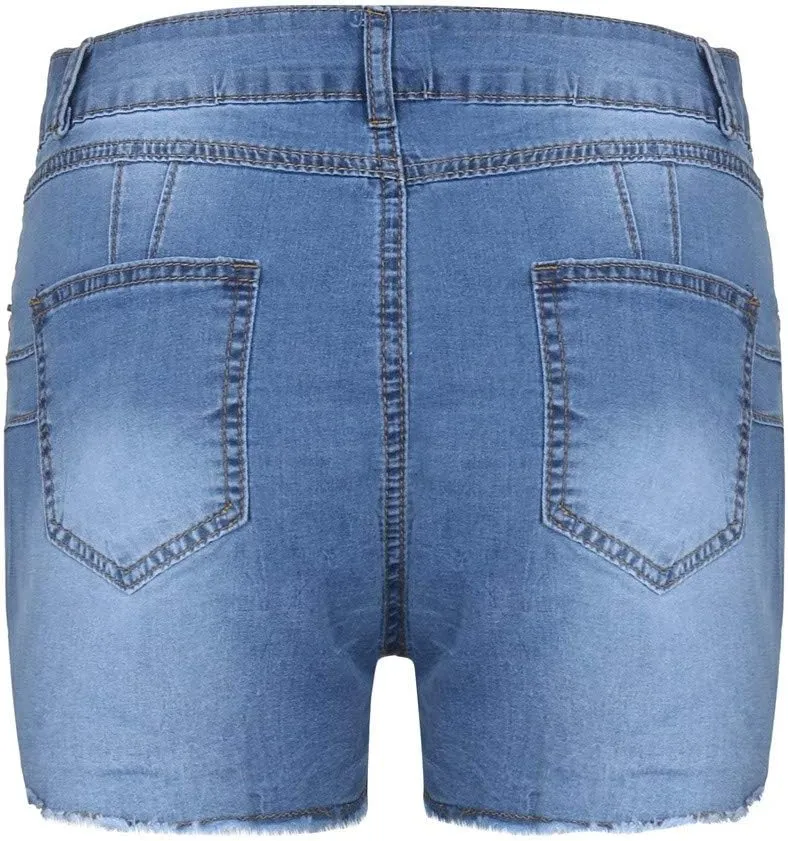 Ripped Jean Shorts for Women High Waisted Stretchy Plus Size Denim Distressed Jeans Sports Ripped Shorts