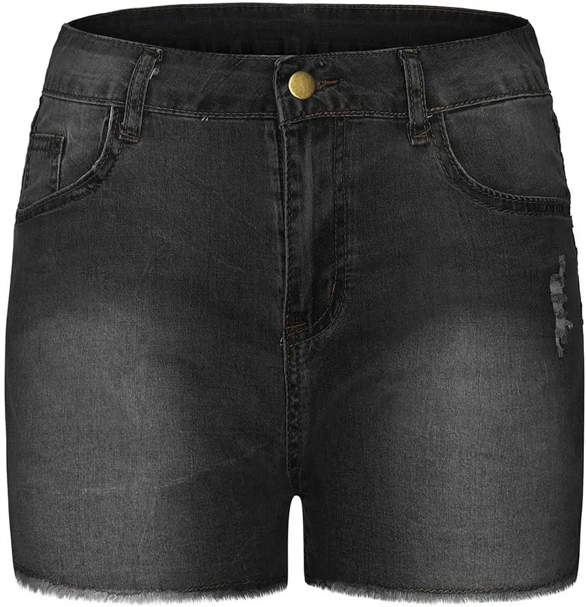 Ripped Jean Shorts for Women High Waisted Stretchy Plus Size Denim Distressed Jeans Sports Ripped Shorts