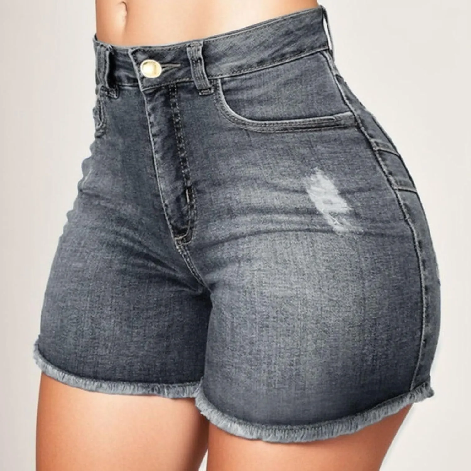 Ripped Jean Shorts for Women High Waisted Stretchy Plus Size Denim Distressed Jeans Sports Ripped Shorts