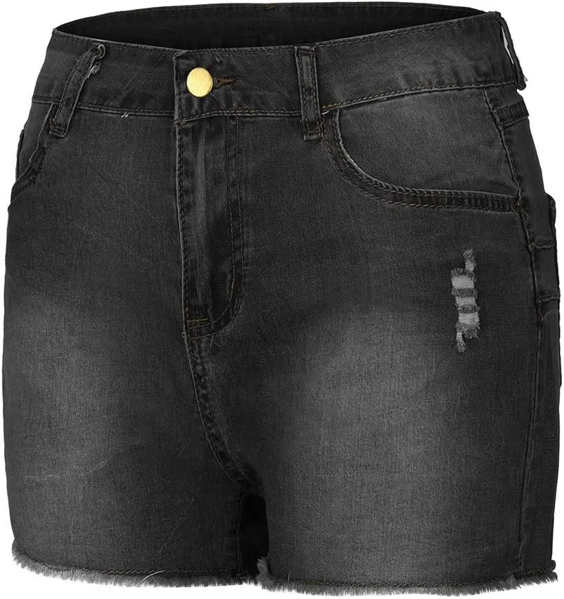 Ripped Jean Shorts for Women High Waisted Stretchy Plus Size Denim Distressed Jeans Sports Ripped Shorts