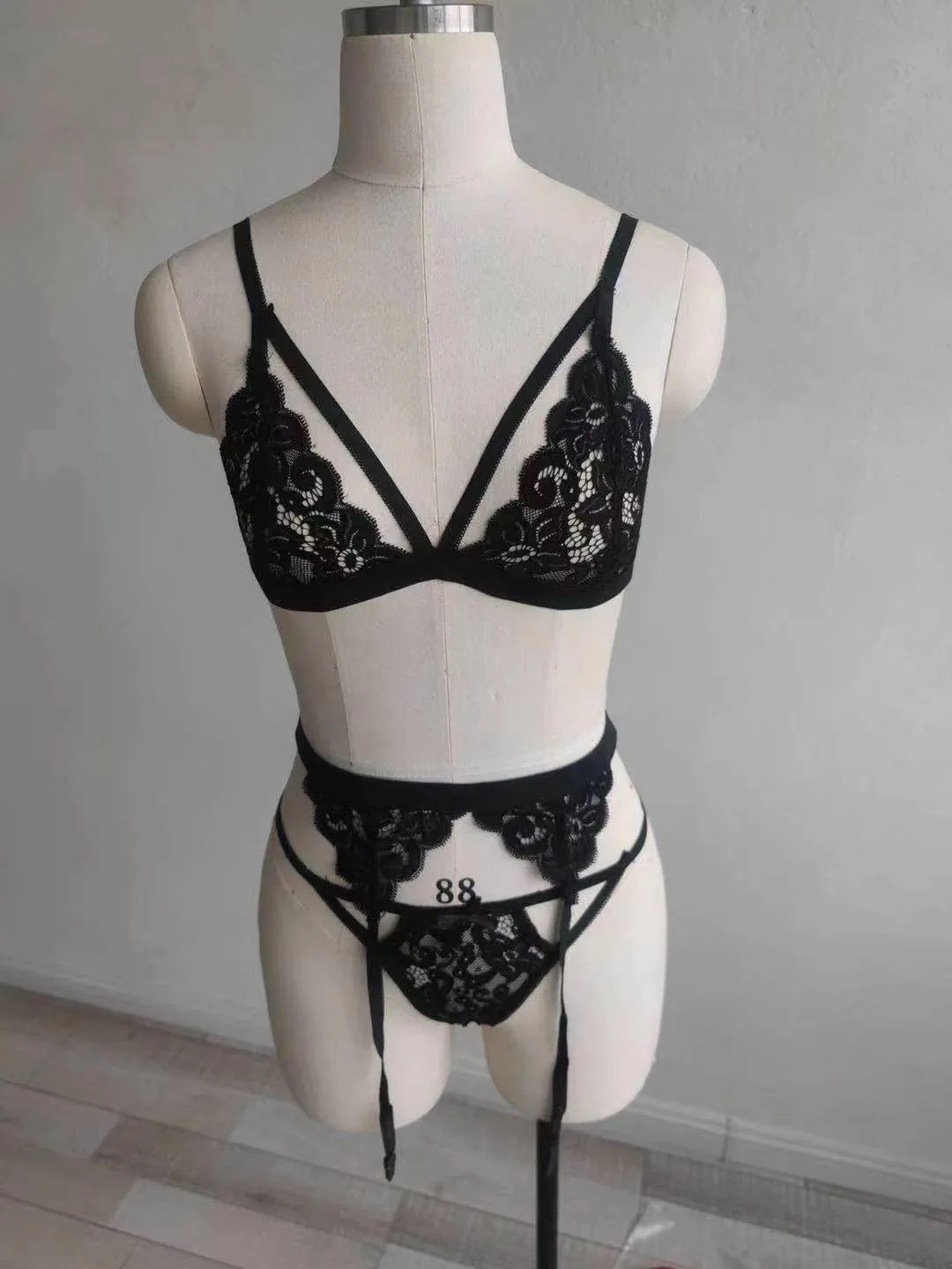 Santa Lingerie For Women See-Through Sleeve Casual Women's Tops Mesh Hollow Out Floral Lace Bodysuit One Piece