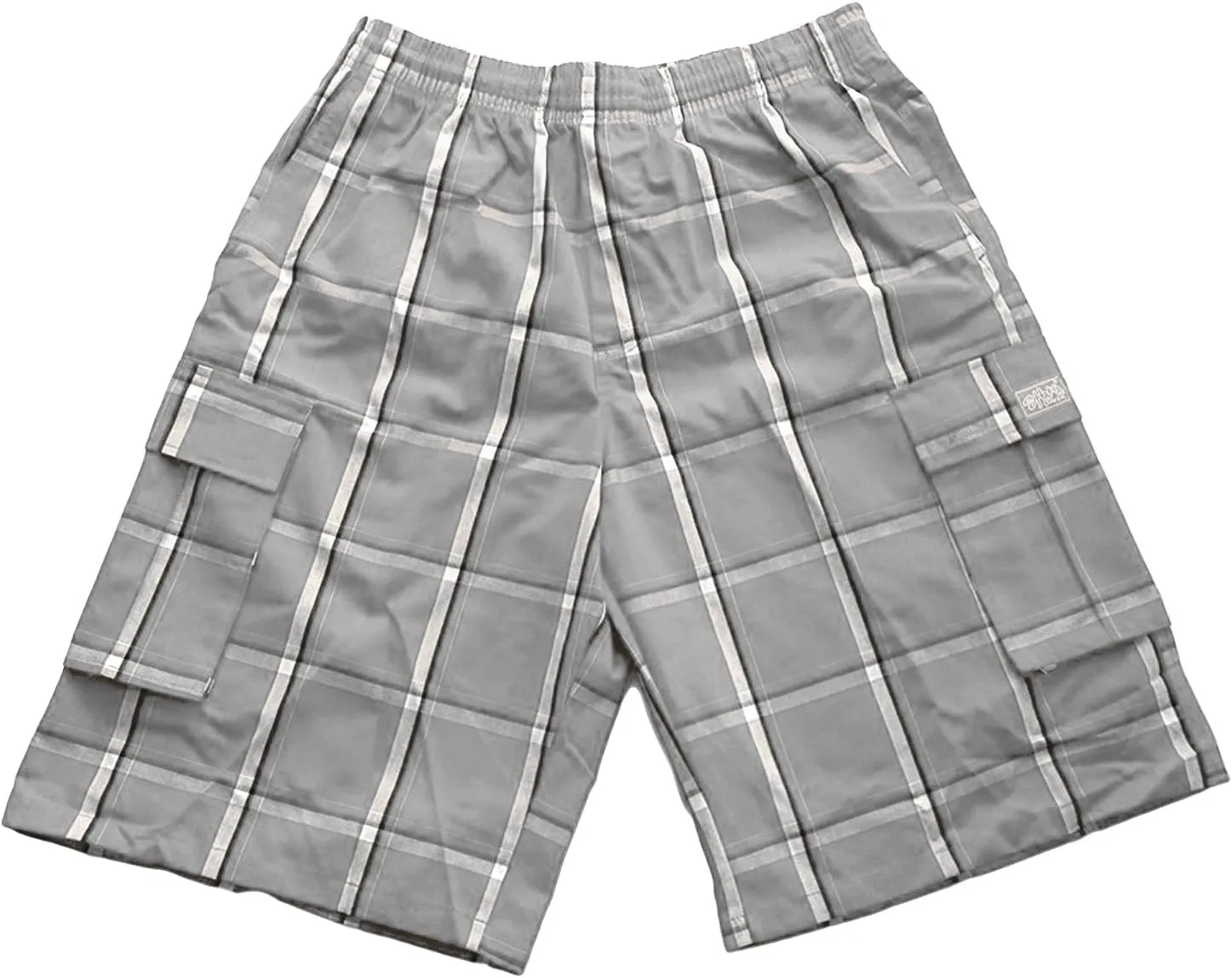 Shaka Wear Men's Cargo Shorts – Casual Plaid Relaxed Loose Fit Elastic Waist Multi Pocket Pants Regular Big S~5XL