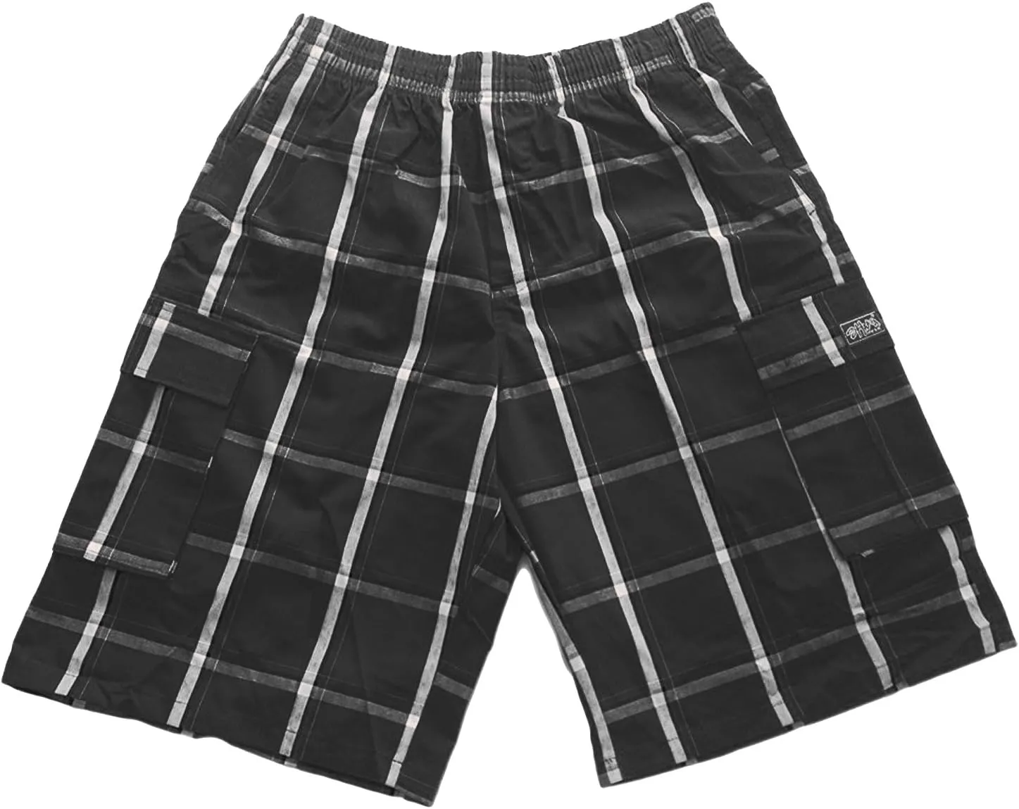 Shaka Wear Men's Cargo Shorts – Casual Plaid Relaxed Loose Fit Elastic Waist Multi Pocket Pants Regular Big S~5XL