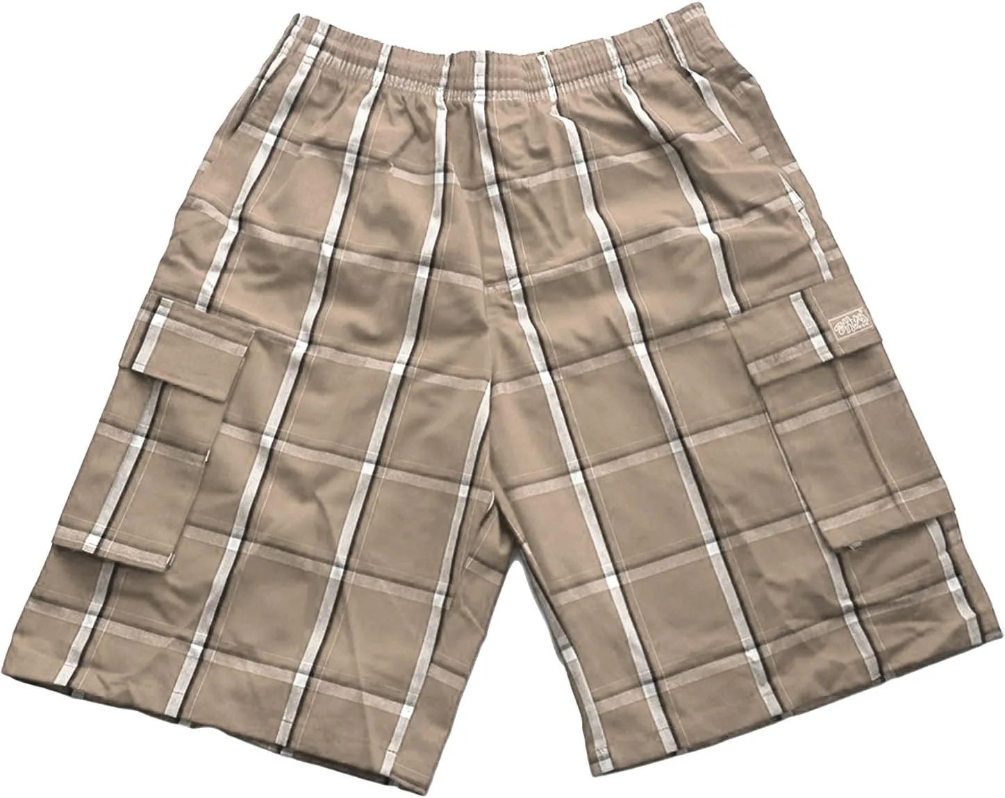 Shaka Wear Men's Cargo Shorts – Casual Plaid Relaxed Loose Fit Elastic Waist Multi Pocket Pants Regular Big S~5XL