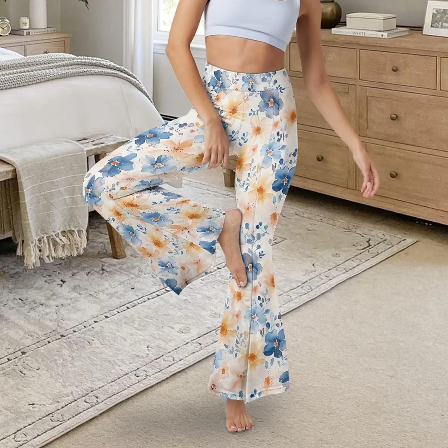 Slit Pants for Women Yoga Pants High Waist Flare Pants Yoga Leggings Elastic Waist Workout Pants Pilates Pants