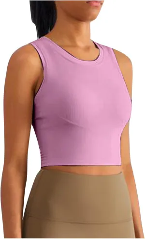 Sports Tanks Tops for Women Turtleneck Wide Strap Racerback Crop Top Stretchy Fitness Workout Yoga Shirts Outfit