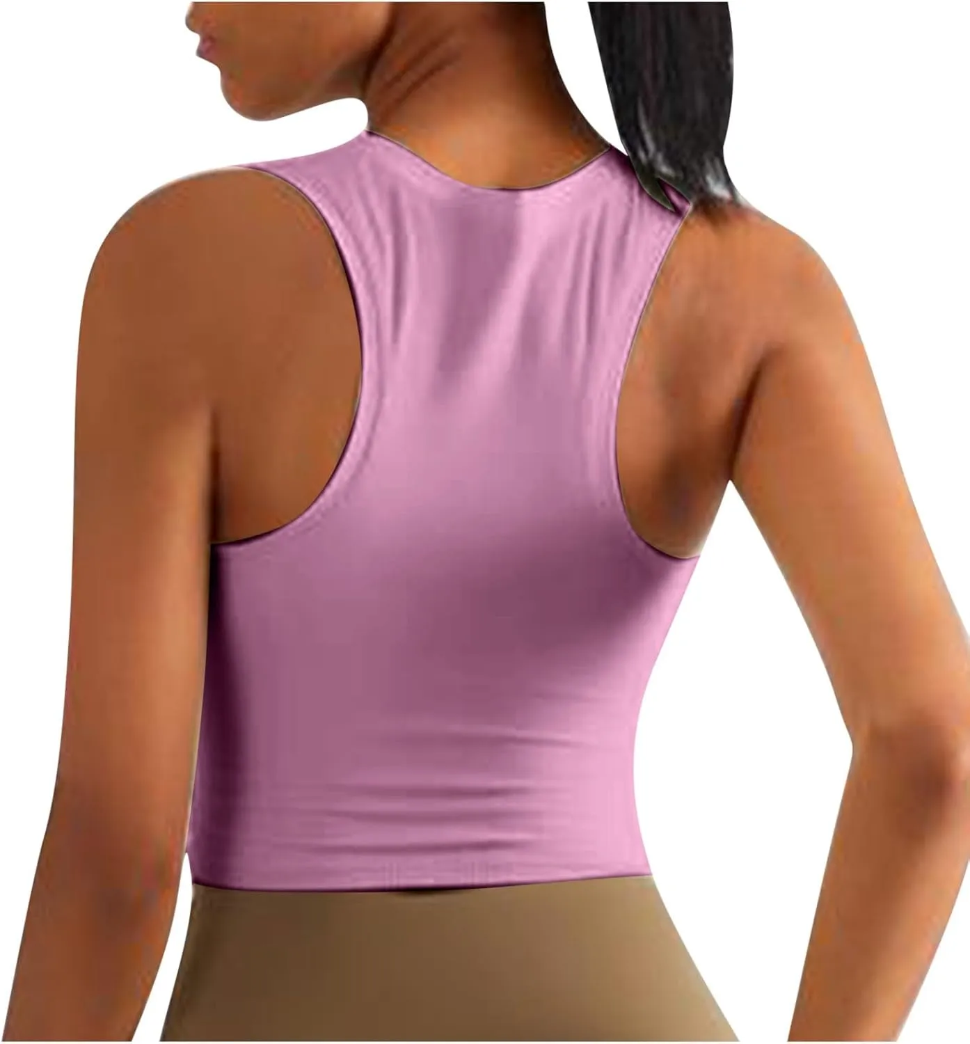 Sports Tanks Tops for Women Turtleneck Wide Strap Racerback Crop Top Stretchy Fitness Workout Yoga Shirts Outfit