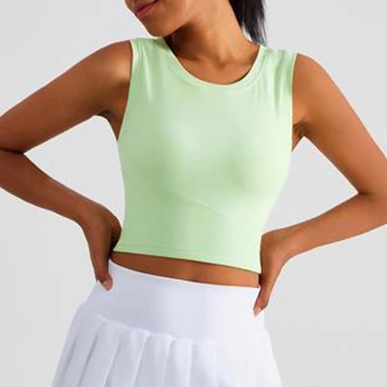 Sports Tanks Tops for Women Turtleneck Wide Strap Racerback Crop Top Stretchy Fitness Workout Yoga Shirts Outfit