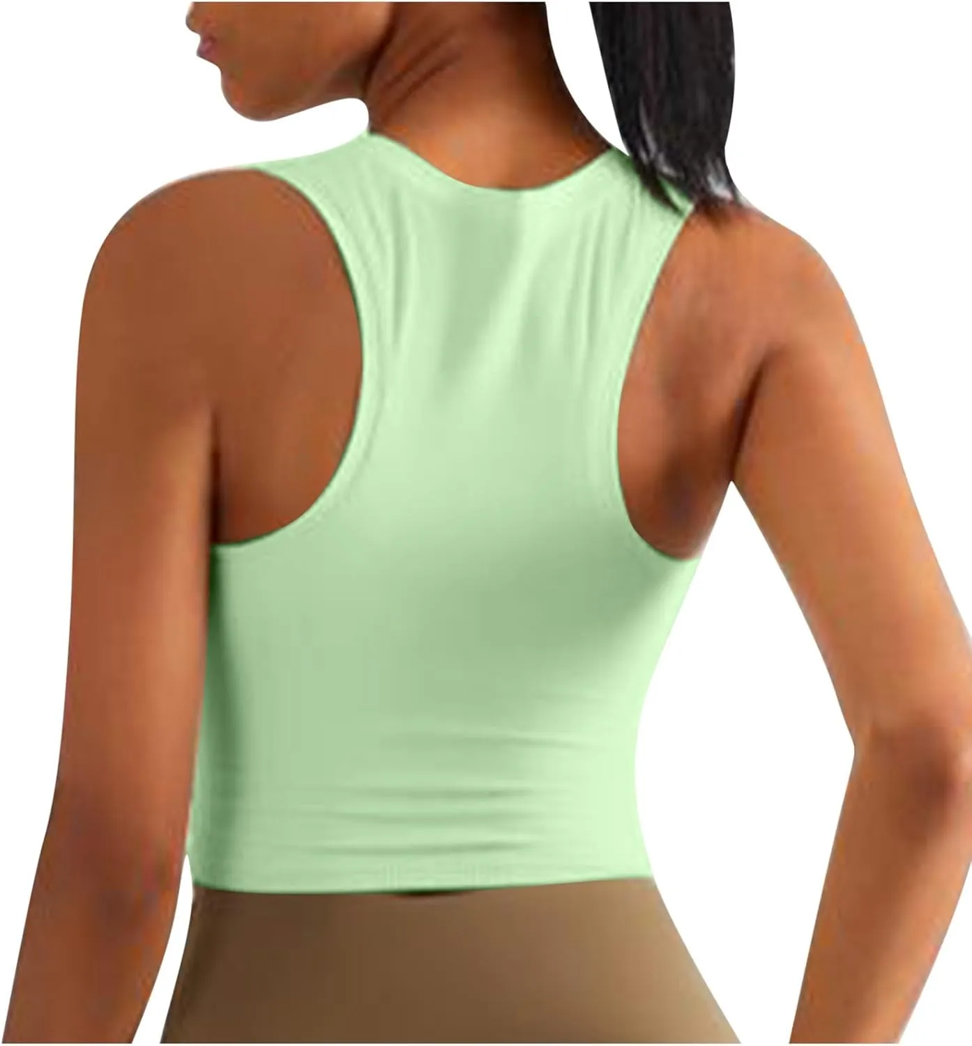 Sports Tanks Tops for Women Turtleneck Wide Strap Racerback Crop Top Stretchy Fitness Workout Yoga Shirts Outfit