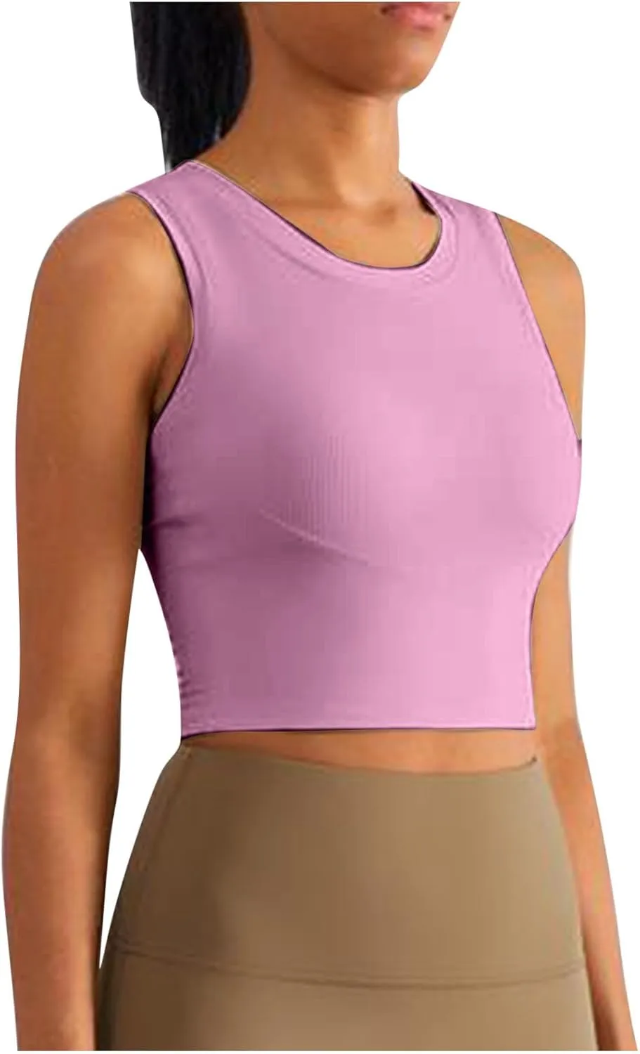 Sports Tanks Tops for Women Turtleneck Wide Strap Racerback Crop Top Stretchy Fitness Workout Yoga Shirts Outfit