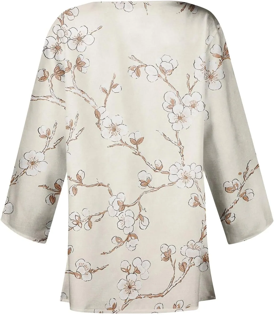 Spring Cardigans for Women 2025 Floral Printed Casual Loose Cardigans 3/4 Sleeve Hide Belly Open Front Cardigan