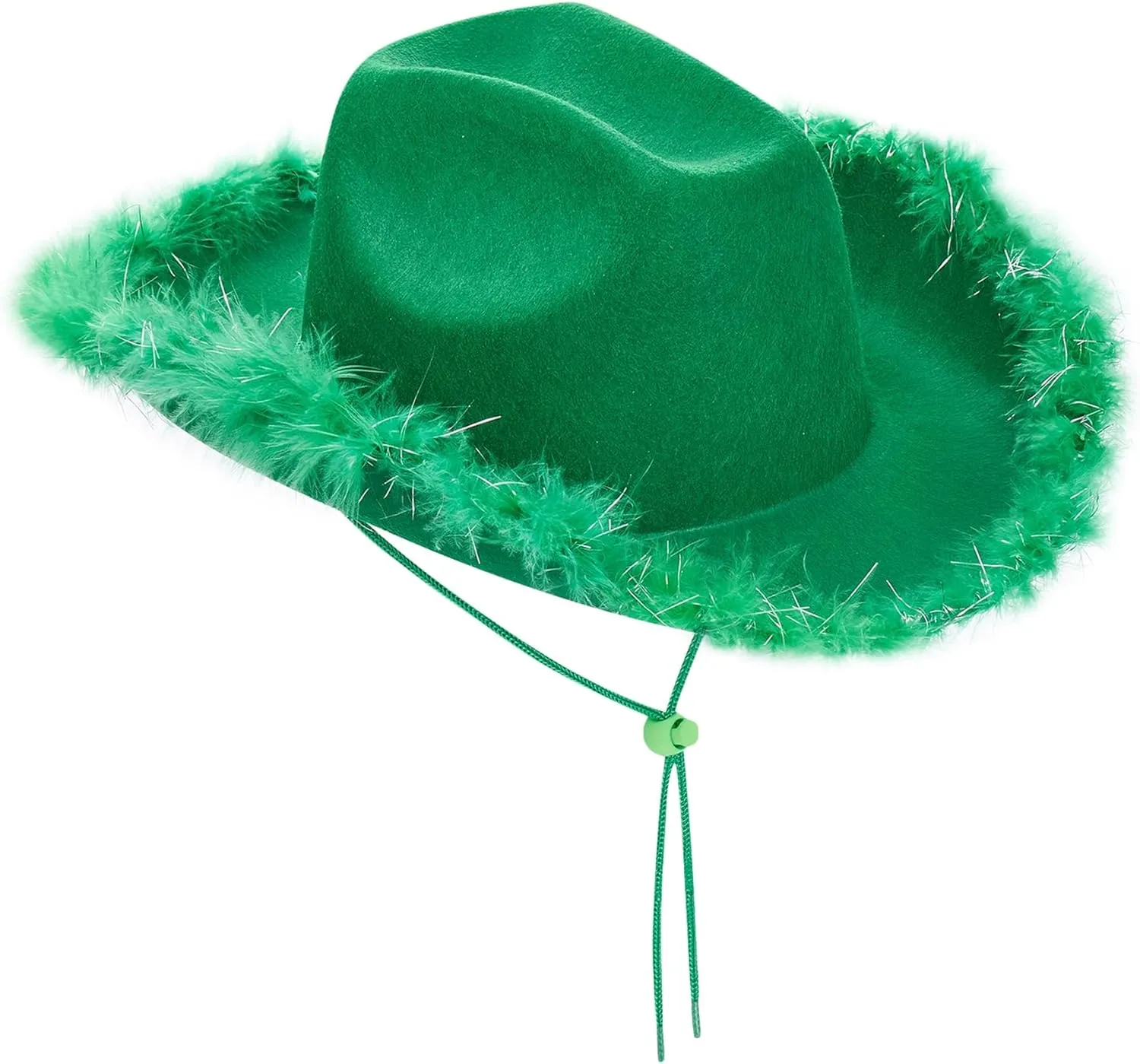 Springcmy Women Cowboy Hat Felt Fluffy Feather Trim Disco Cowgirl Hat Wide Brim Fancy Party Holloween Role Play Hats Up Hat
