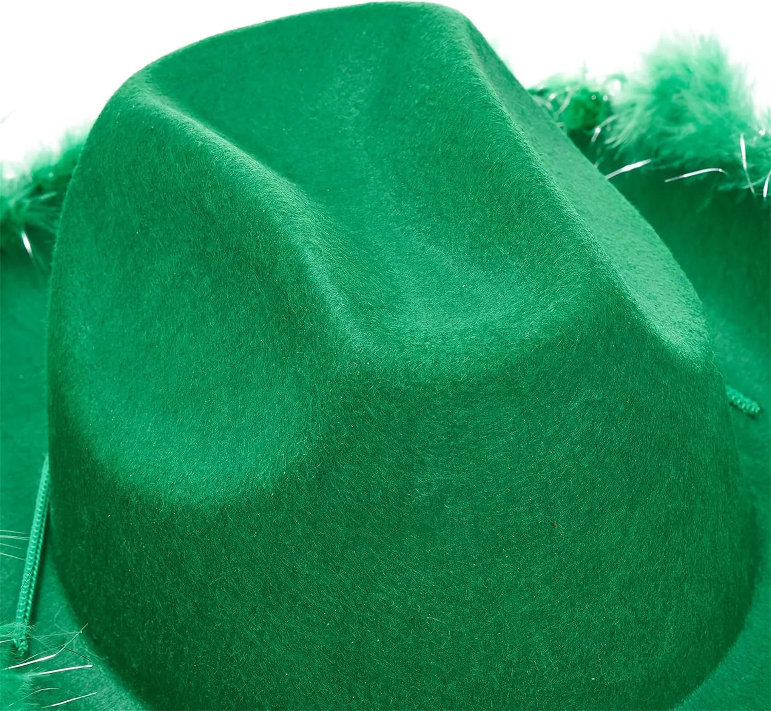 Springcmy Women Cowboy Hat Felt Fluffy Feather Trim Disco Cowgirl Hat Wide Brim Fancy Party Holloween Role Play Hats Up Hat