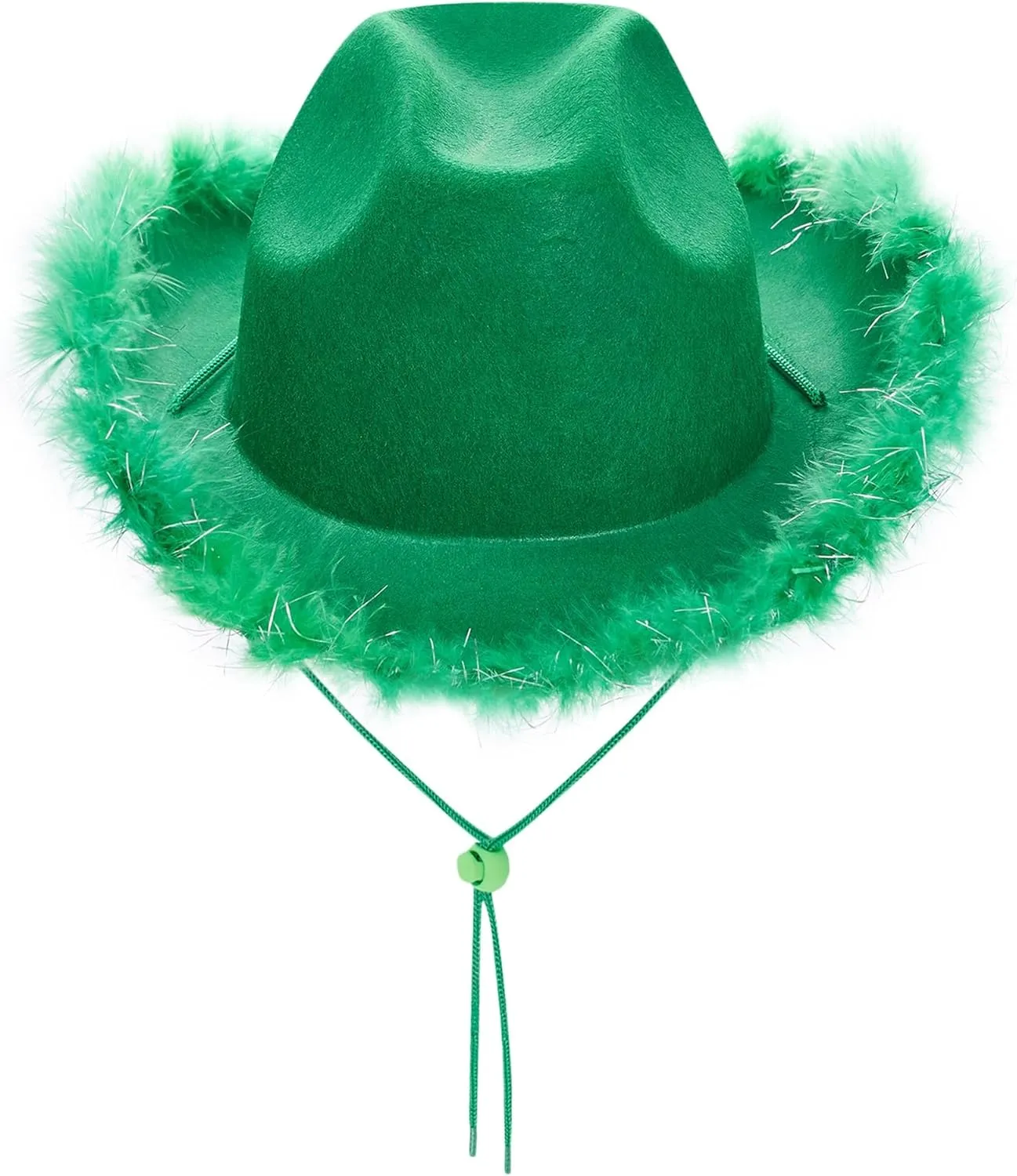 Springcmy Women Cowboy Hat Felt Fluffy Feather Trim Disco Cowgirl Hat Wide Brim Fancy Party Holloween Role Play Hats Up Hat