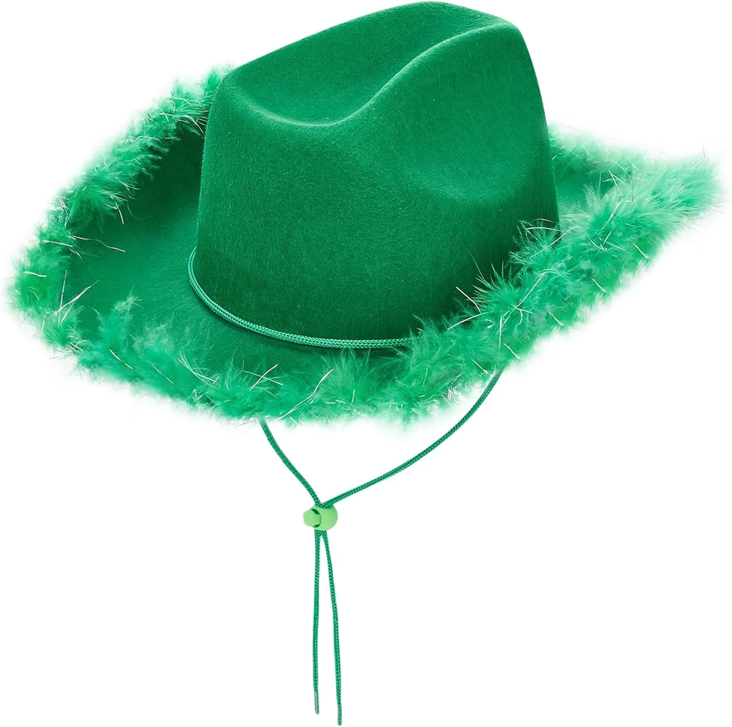 Springcmy Women Cowboy Hat Felt Fluffy Feather Trim Disco Cowgirl Hat Wide Brim Fancy Party Holloween Role Play Hats Up Hat