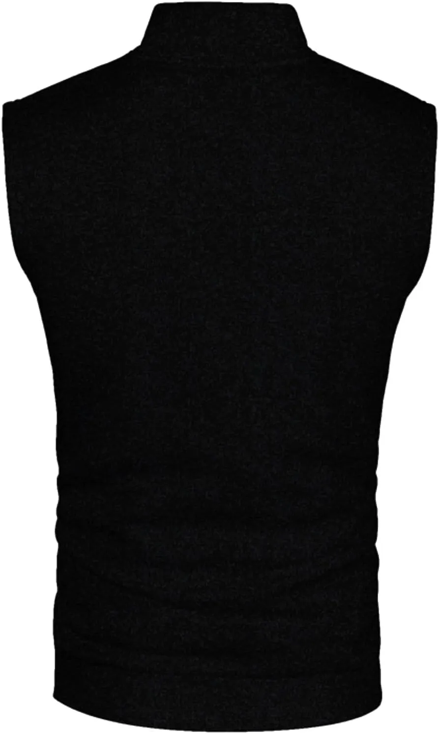 Sweater Vest Men Zipper Mock Neck Fashion Fall Cardigan Sweaters Sleeveless Casual Knitted Tops with Pocket