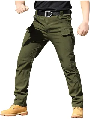 Tactical Pants for Men Camo Military Cargo Pants Work Track Pants Skinny Leg Parachute Pants with Pockets