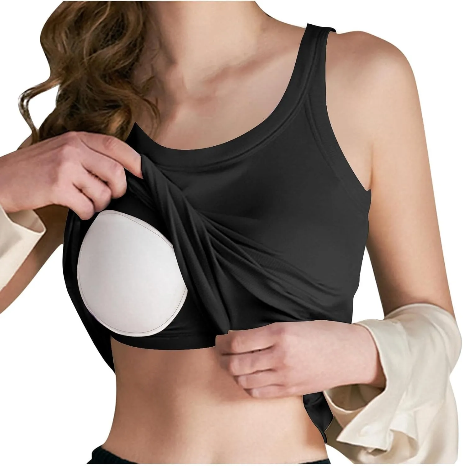 Tank Top with Built in Bra for Women Summer Casual Camisoles Basic Shirts Racerback Ribbed Fitted Tanks Cami Tops