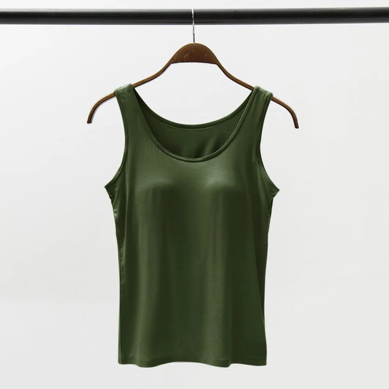 Tank Top with Built in Bra for Women Summer Casual Camisoles Basic Shirts Racerback Workout Fitted Tanks Cami Tops