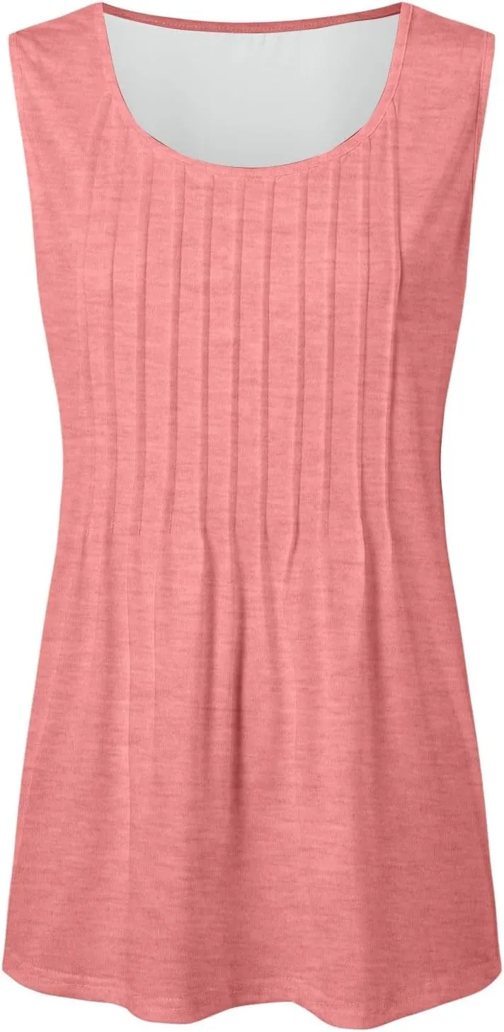 Tank Tops for Women 2025 Trendy Causal Crewneck Flowy Loose Fit Tank Top Sleeveless Summer Tops Tshirts