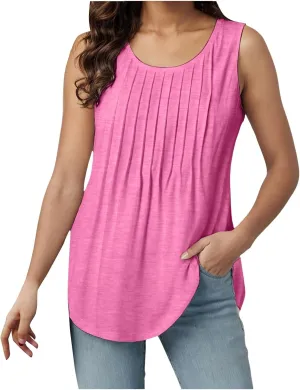 Tank Tops for Women 2025 Trendy Causal Crewneck Flowy Loose Fit Tank Top Sleeveless Summer Tops Tshirts