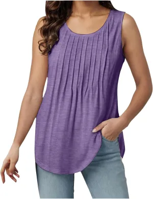 Tank Tops for Women 2025 Trendy Causal Crewneck Flowy Loose Fit Tank Top Sleeveless Summer Tops Tshirts