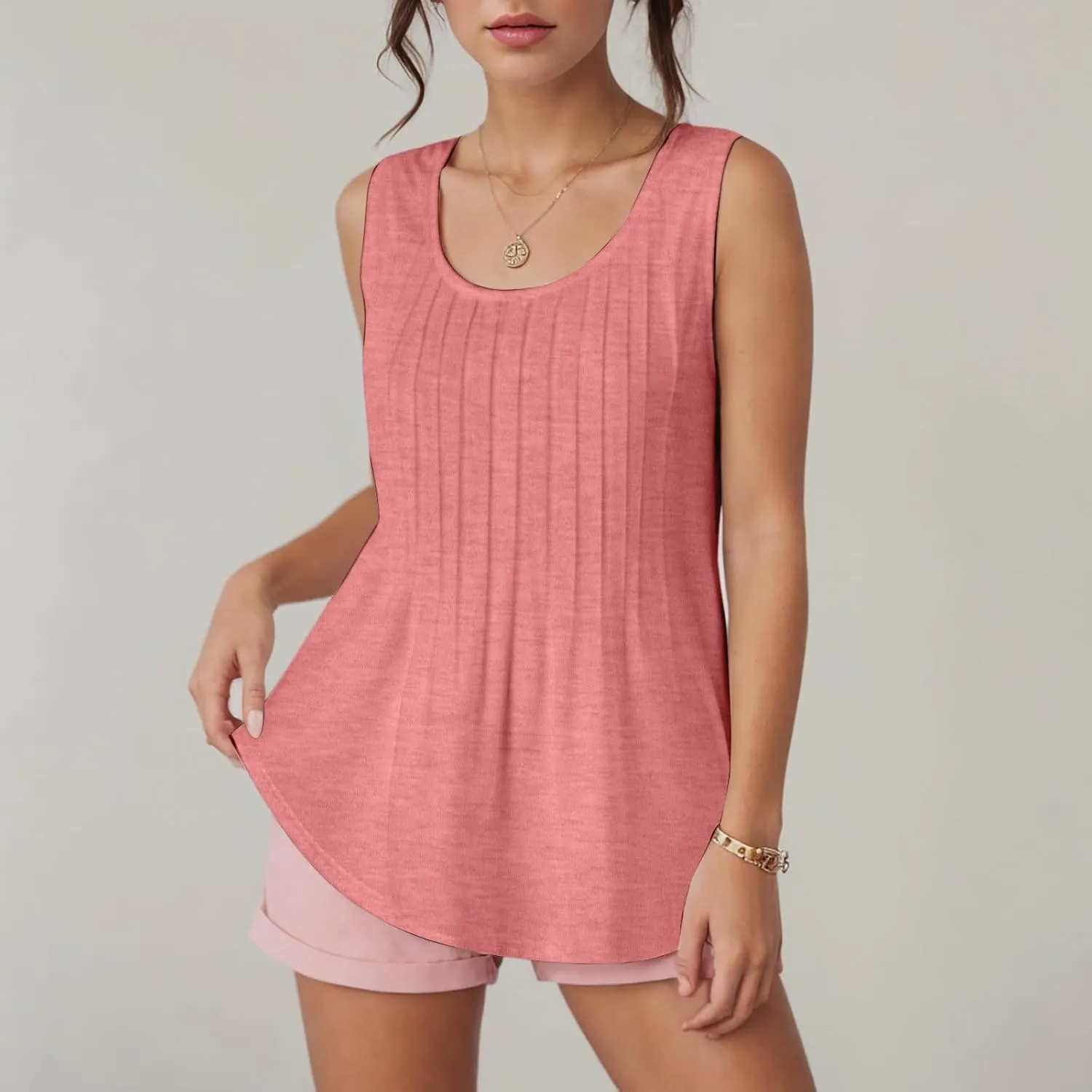 Tank Tops for Women 2025 Trendy Causal Crewneck Flowy Loose Fit Tank Top Sleeveless Summer Tops Tshirts