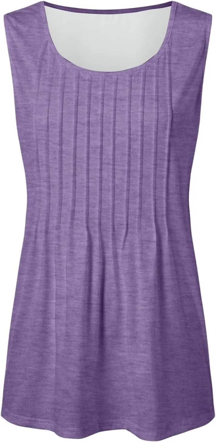 Tank Tops for Women 2025 Trendy Causal Crewneck Flowy Loose Fit Tank Top Sleeveless Summer Tops Tshirts