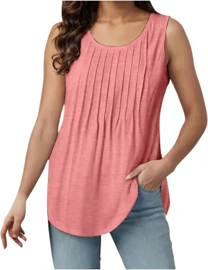 Tank Tops for Women 2025 Trendy Causal Crewneck Flowy Loose Fit Tank Top Sleeveless Summer Tops Tshirts