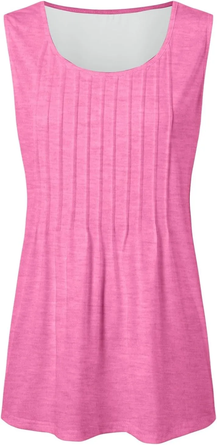 Tank Tops for Women 2025 Trendy Causal Crewneck Flowy Loose Fit Tank Top Sleeveless Summer Tops Tshirts