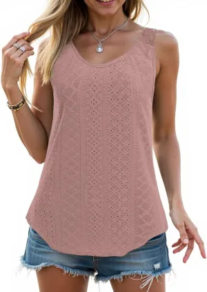 Tank Tops for Women 2025 Trendy Scoop Neck Summer Loose Fit Casual Basic Fashion Flowy Sleeveless Shirts