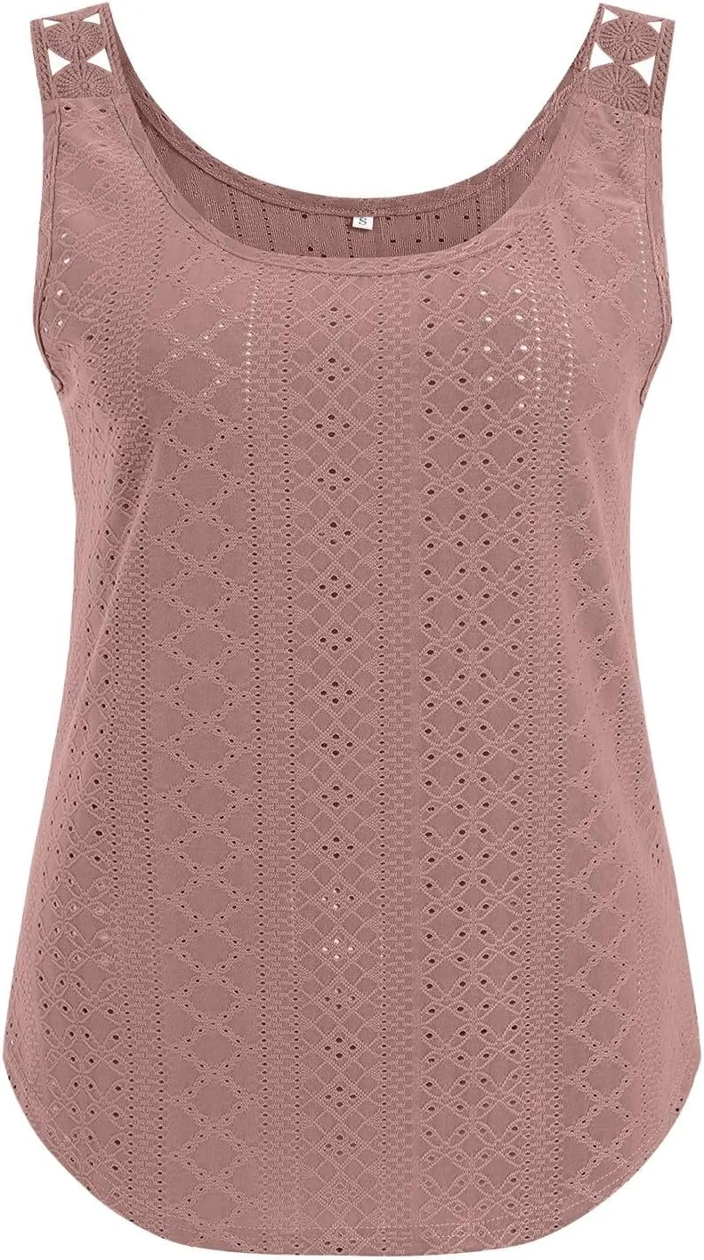 Tank Tops for Women 2025 Trendy Scoop Neck Summer Loose Fit Casual Basic Fashion Flowy Sleeveless Shirts