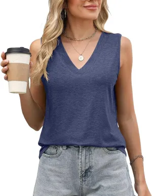 Tank Tops for Women 2025 Trendy V Neck Tank Top Sleeveless Loose Fit Flowy Shirts Summer Outfit Clothes