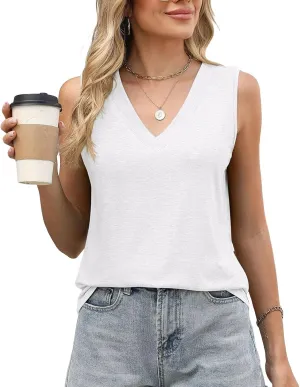 Tank Tops for Women 2025 Trendy V Neck Tank Top Sleeveless Loose Fit Flowy Shirts Summer Outfit Clothes