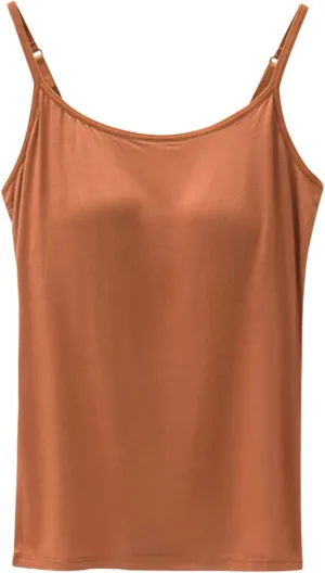 Tank Tops for Women Built with Shelf Bra Chest Adjustable Spaghetti Strap Cotton Tanks Layering Workout Undershirts