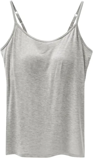Tank Tops for Women Built with Shelf Bra Chest Adjustable Spaghetti Strap Cotton Tanks Layering Workout Undershirts
