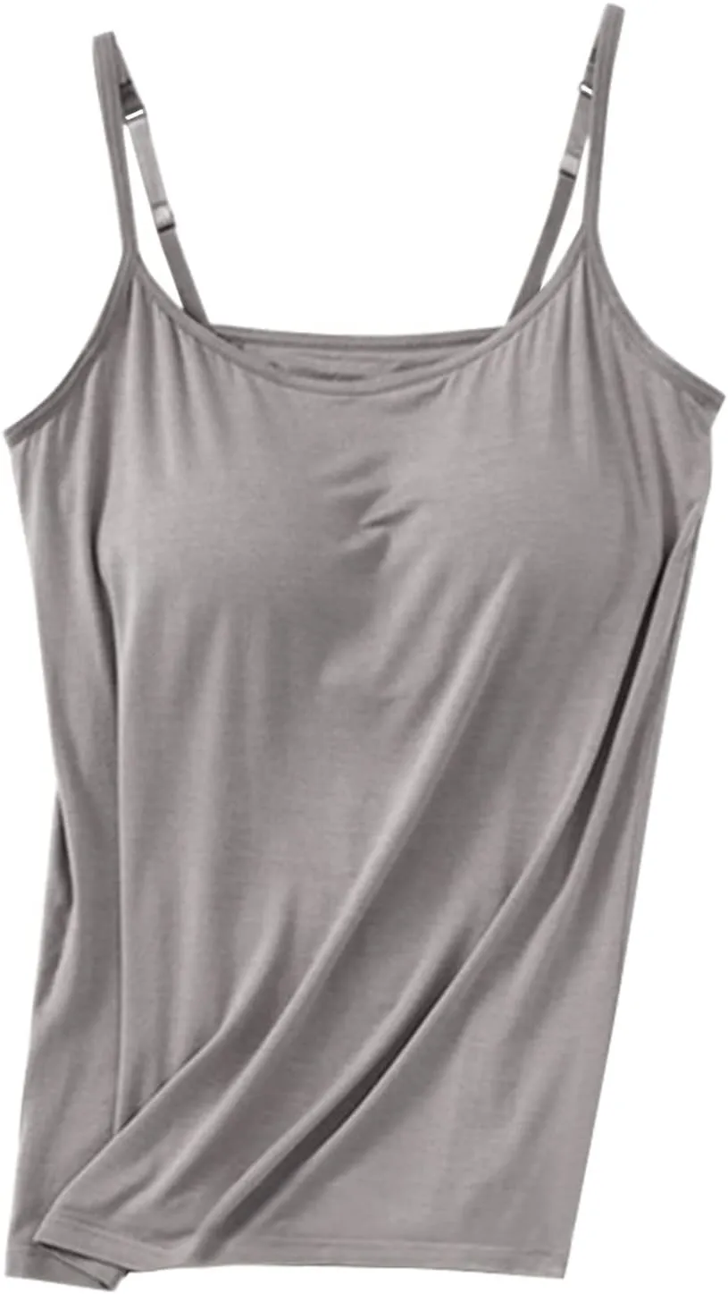 Tank Tops for Women Built with Shelf Bra Chest Adjustable Spaghetti Strap Cotton Tanks Layering Workout Undershirts