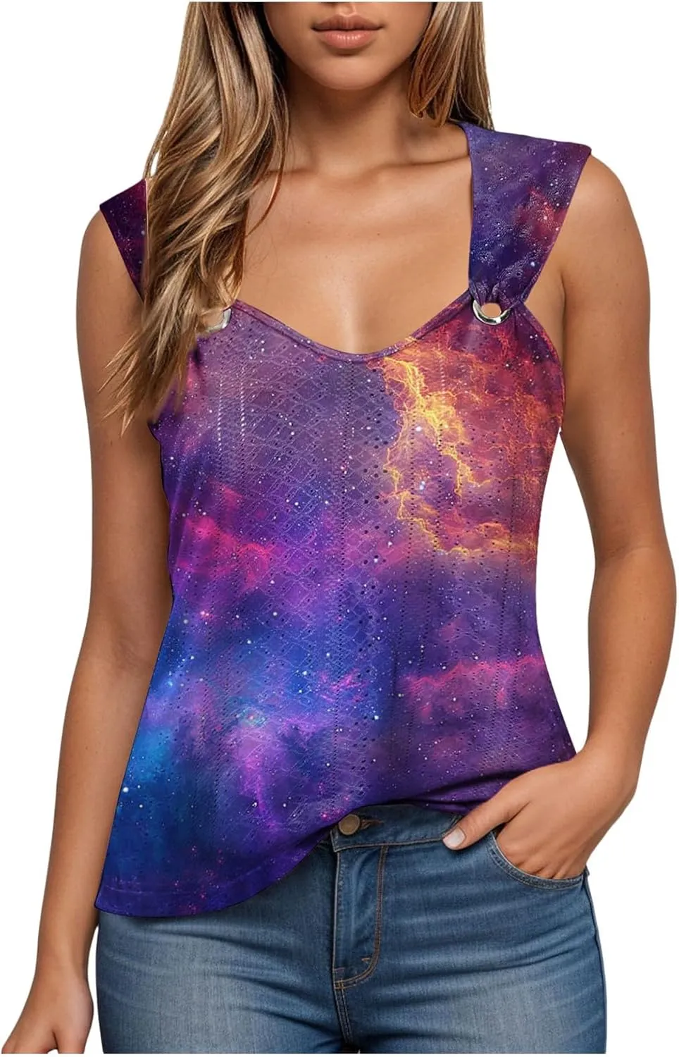 Tank Tops for Women Loose Fit Casual Summer Spaghetti Strap Trendy Spring Cute Lace Sleeveless T Shirts