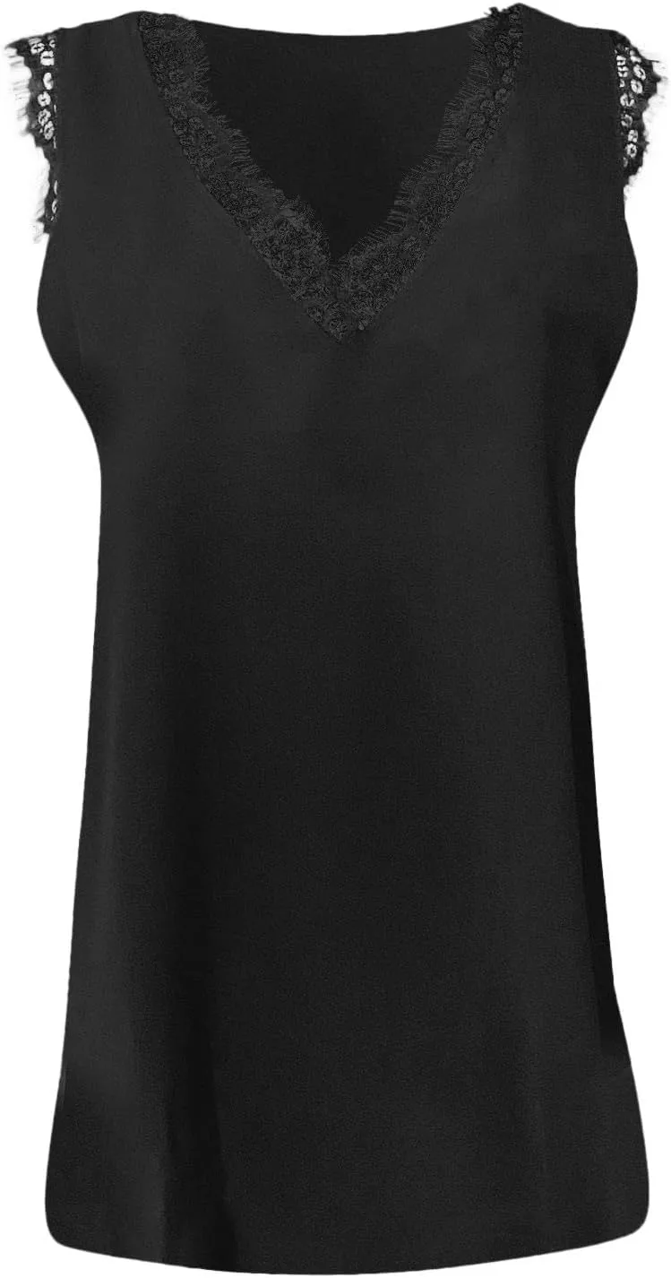 Tank Tops for Women Summer Tank Top V Neck Silk Satin Blouse Sleeveless Shirt Business Casual Dressy Clothes