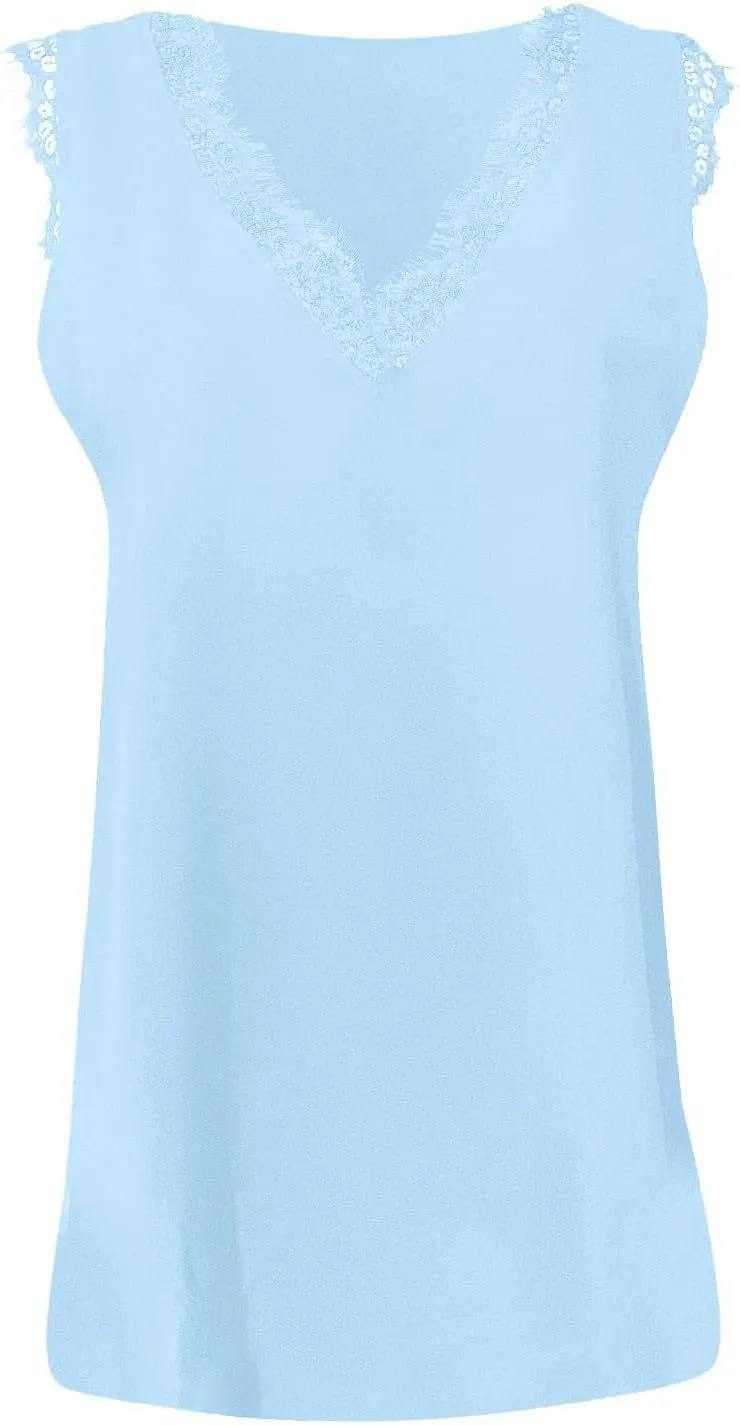 Tank Tops for Women Summer Tank Top V Neck Silk Satin Blouse Sleeveless Shirt Business Casual Dressy Clothes