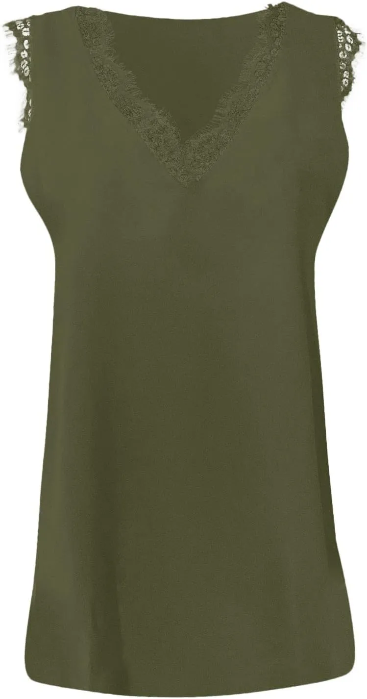 Tank Tops for Women Summer Tank Top V Neck Silk Satin Blouse Sleeveless Shirt Business Casual Dressy Clothes