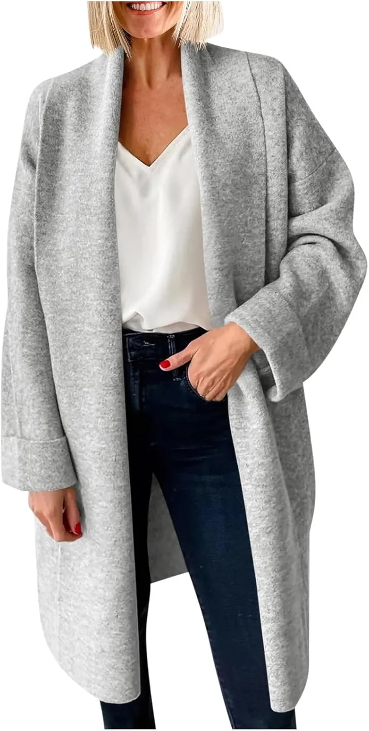 TIMIFIS Womens Long Cardigan Sweaters Plus Size Chunky Coats Oversized Slouchy Knit Jackets Trendy Coatigan with Pockets