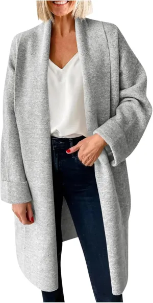 TIMIFIS Womens Long Cardigan Sweaters Plus Size Chunky Coats Oversized Slouchy Knit Jackets Trendy Coatigan with Pockets