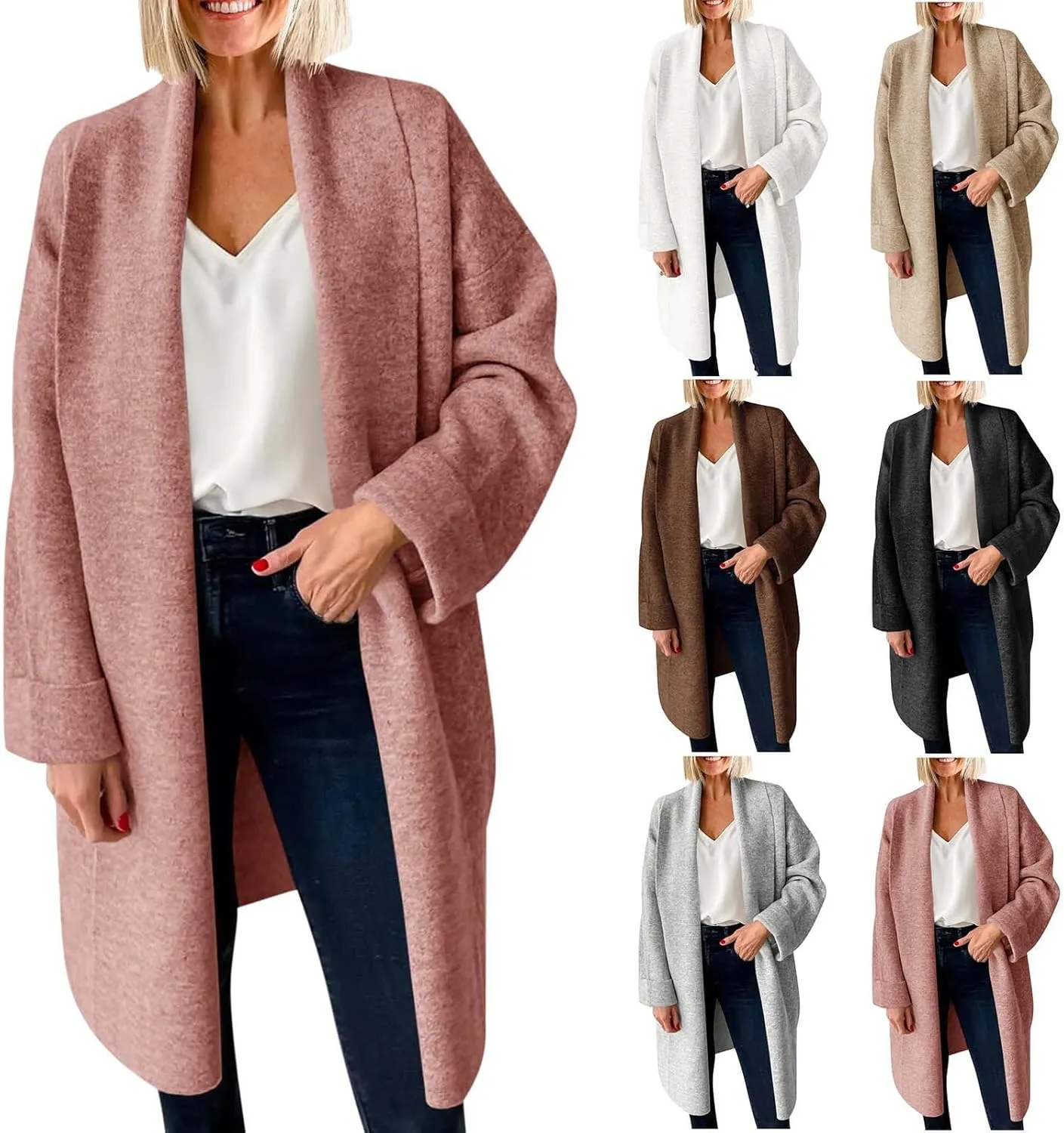 TIMIFIS Womens Long Cardigan Sweaters Plus Size Chunky Coats Oversized Slouchy Knit Jackets Trendy Coatigan with Pockets