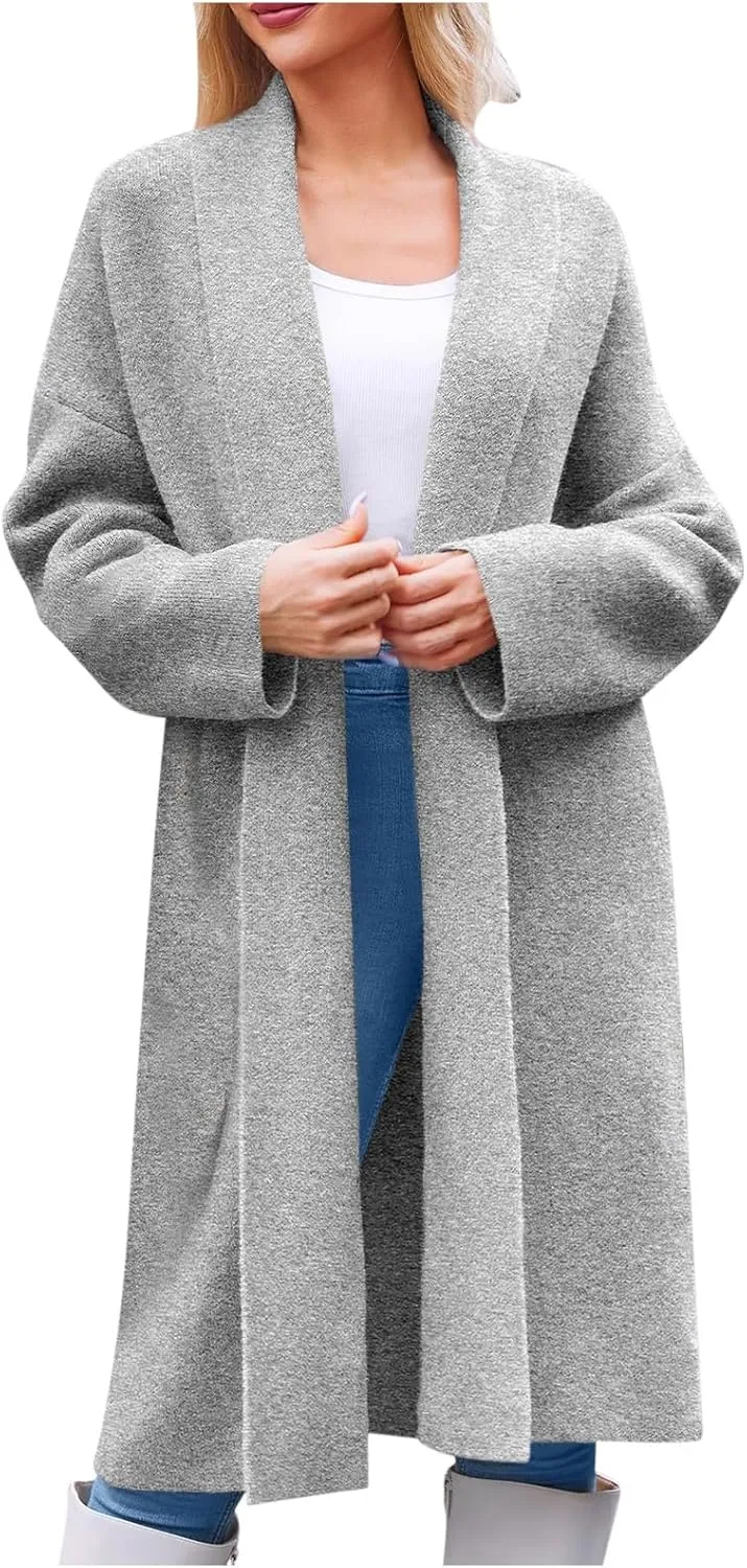 TIMIFIS Womens Long Cardigan Sweaters Plus Size Chunky Coats Oversized Slouchy Knit Jackets Trendy Coatigan with Pockets