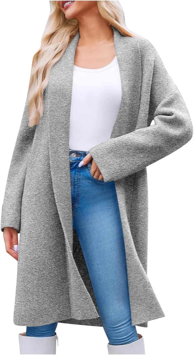TIMIFIS Womens Long Cardigan Sweaters Plus Size Chunky Coats Oversized Slouchy Knit Jackets Trendy Coatigan with Pockets