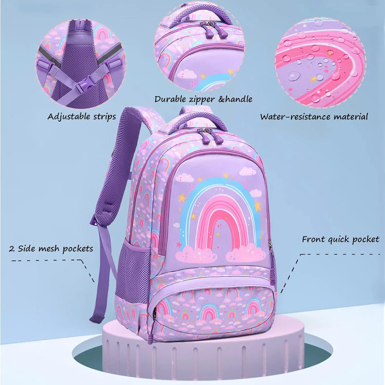 Unicorn Backpack for Girls School Backpack for Girls Unicorn Bookbag School Bag Set for Elementary Back to School